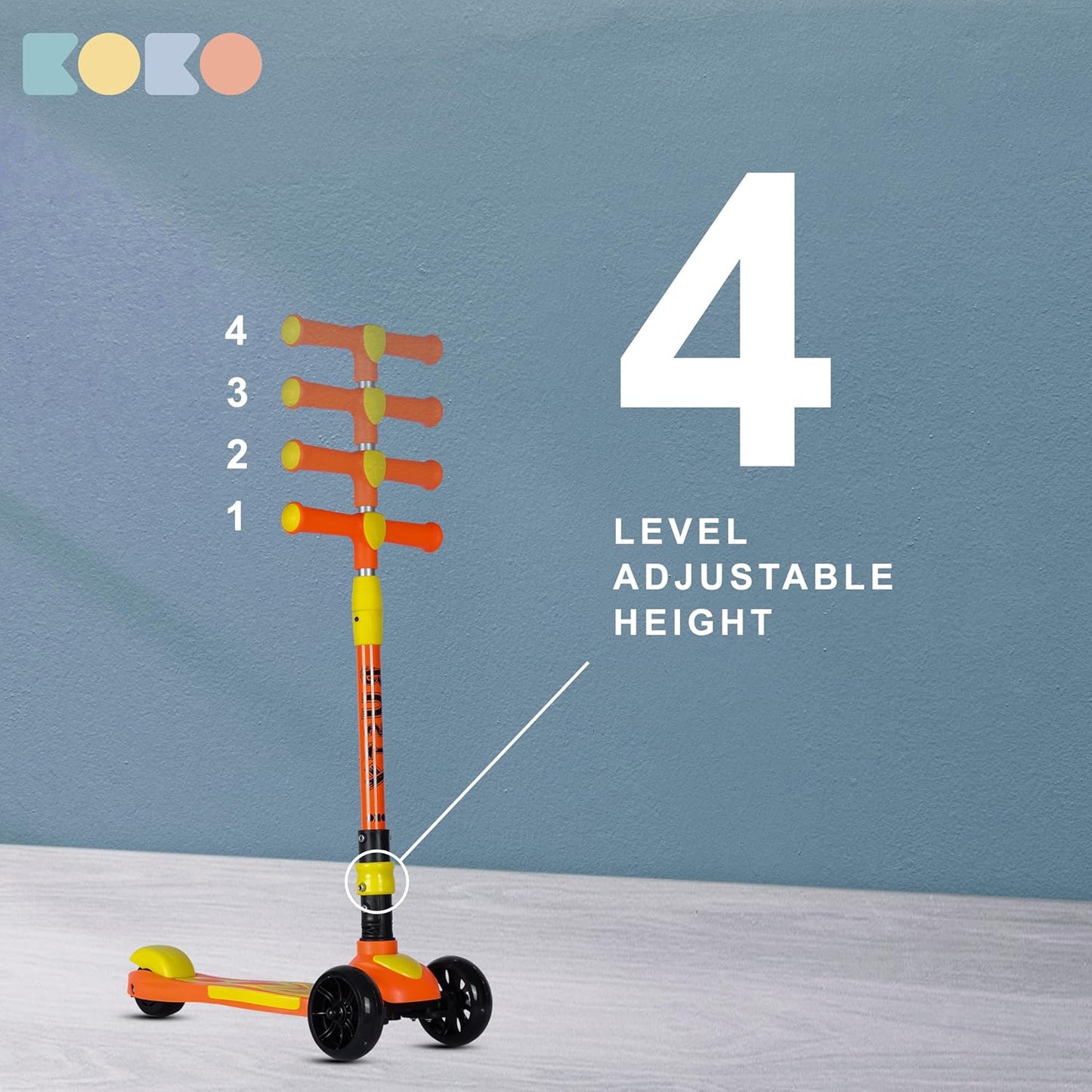 Refurbished Koko Rusty Kick Scooter with Adjustable Height and Portable, Kids Scooter with PVC Wheels for Age 3+ (Max User Weight: 40kg)(Orange)