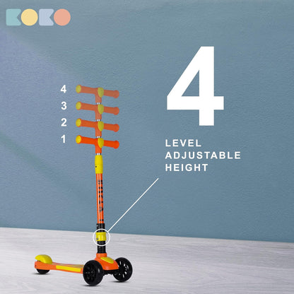 Refurbished Koko Rusty Kick Scooter with Adjustable Height and Portable, Kids Scooter with PVC Wheels for Age 3+ (Max User Weight: 40kg)(Orange)
