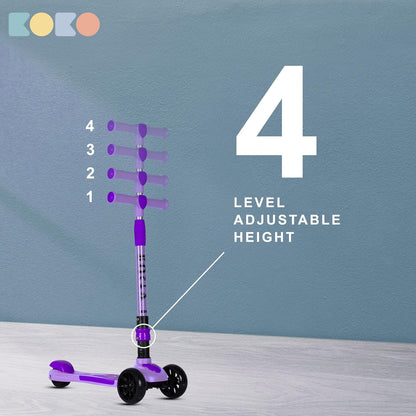 Refurbised Koko Rusty Kick Scooter with Adjustable Height and Portable, Kids Scooter with PVC Wheels for Age 3+ (Max User Weight: 40kg)(Purple)