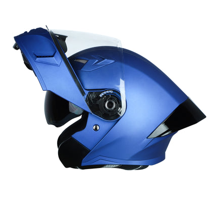 Steelbird SBA-20 7Wings ISI Certified Flip-Up Helmet with Black Spoiler for Men and Women with Inner Smoke Sun Shield (Glossy Y. Blue)