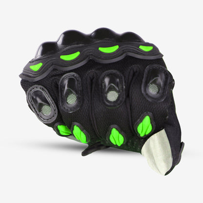 Refurbished Steelbird GT-01 Full Finger Bike Riding Gloves with Touch Screen Sensitivity at Thumb and Index Finger, Protective Off-Road Motorbike Racing (Green)