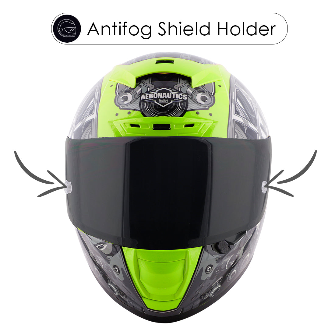 Steelbird SA-2 Terminator 2.0 ISI Certified Full Face Graphic Helmet for Men and Women (Glossy Fluo Neon Grey with Smoke Visor)