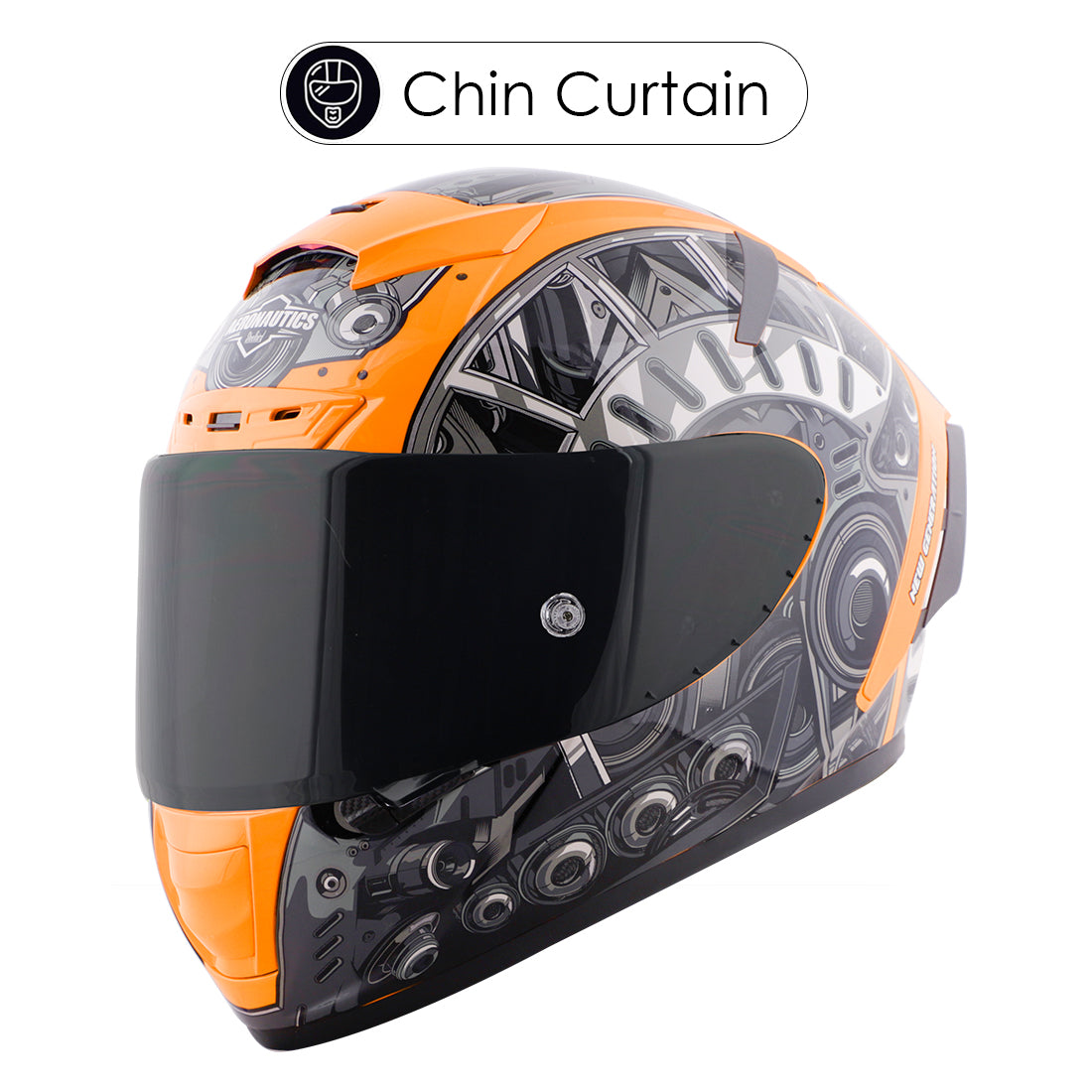 Steelbird SA-2 Terminator 2.0 ISI Certified Full Face Graphic Helmet for Men and Women (Glossy Fluo Orange Grey with Smoke Visor)