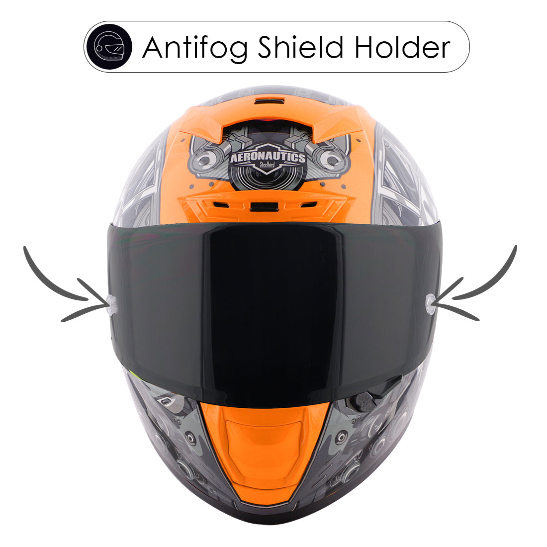 Steelbird SA-2 Terminator 2.0 ISI Certified Full Face Graphic Helmet for Men and Women (Glossy Fluo Orange Grey with Smoke Visor)