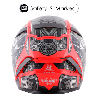 Steelbird SA-2 Terminator 2.0 ISI Certified Full Face Graphic Helmet for Men and Women (Glossy Fluo Watermelon Grey with Smoke Visor)