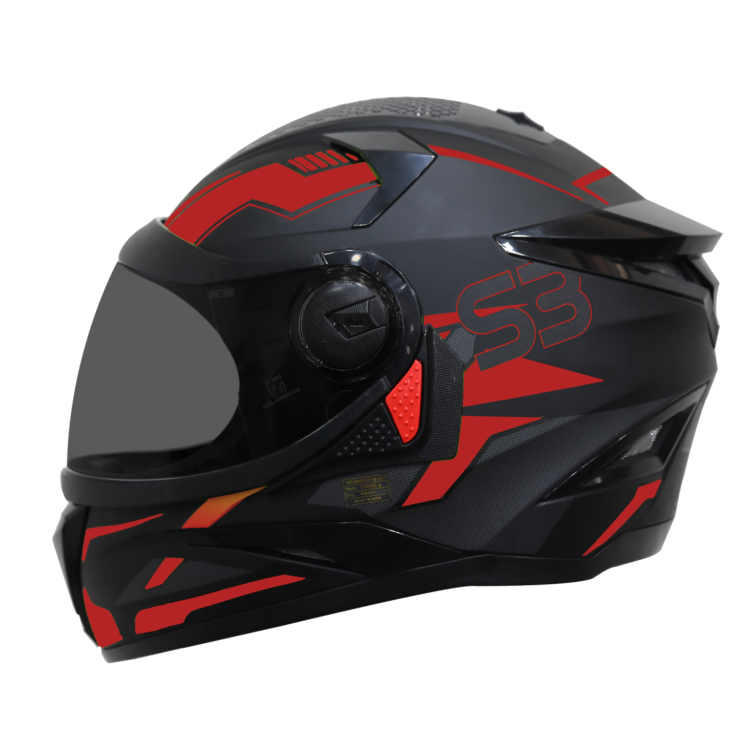 Steelbird SBH-17 Terminator ISI Certified Full Face Graphic Helmet for Men and Women (Matt Black Red Fitted with Clear Visor and Extra Smoke Visor)