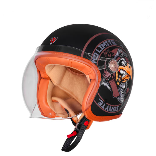 Ignyte IGN-58 Eagle ISI and DOT Certified Open Face Graphic Helmet for Men and Women (Glossy Black Light Brown)