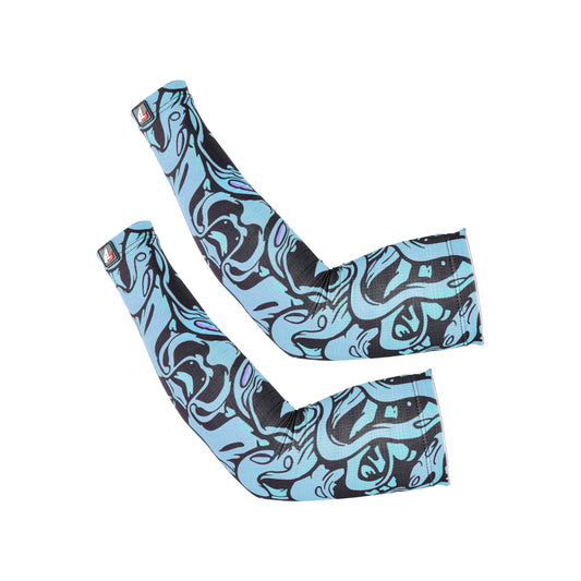 Steelbird Jispa 1.0 Arm Sleeves Blue Unisex for Sports, Running, Cricket, Bike Riding, Cycling, Basketball & Breathable (Sold as a Pair)