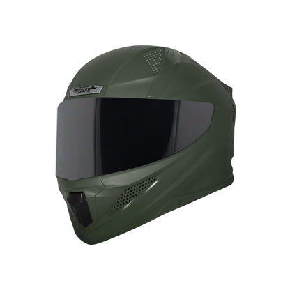 Steelbird SBH-25 Rudra ISI Certified Full Face Helmet for Men and Women (Dashing Battle Green With Smoke Visor)