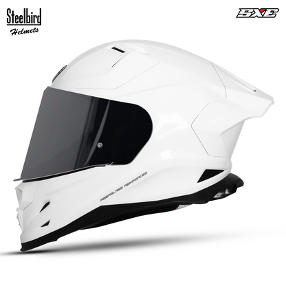 Steelbird SBH 61 Sxe Pinlock ISI and Dot Certified Full Face Motorbike Helmet (Glossy White with Smoke Visor)