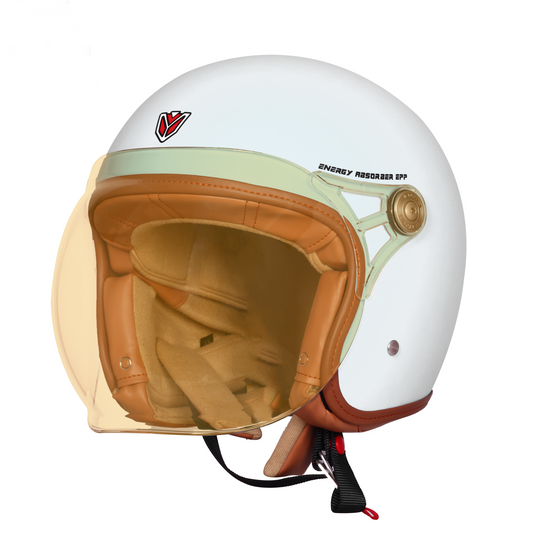 IGNYTE IGN-58 Solid ISI/DOT Certified Open Face Helmet for Men and Women (Glossy White)