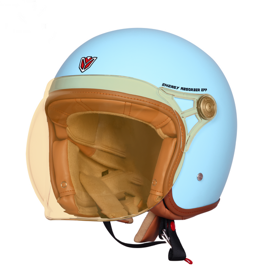 IGNYTE IGN-58 Solid ISI/DOT Certified Open Face Helmet for Men and Women (Glossy Redditech Blue)
