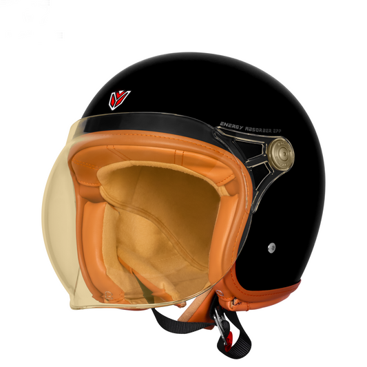 IGNYTE IGN-58 Solid ISI/DOT Certified Open Face Helmet for Men and Women (Glossy Black)