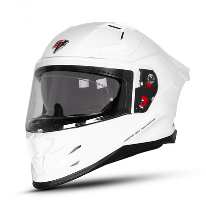 Steelbird SBH 61 Sxe Pinlock ISI and Dot Certified Full Face Motorbike Helmet (Glossy White with Anti fog Shield)