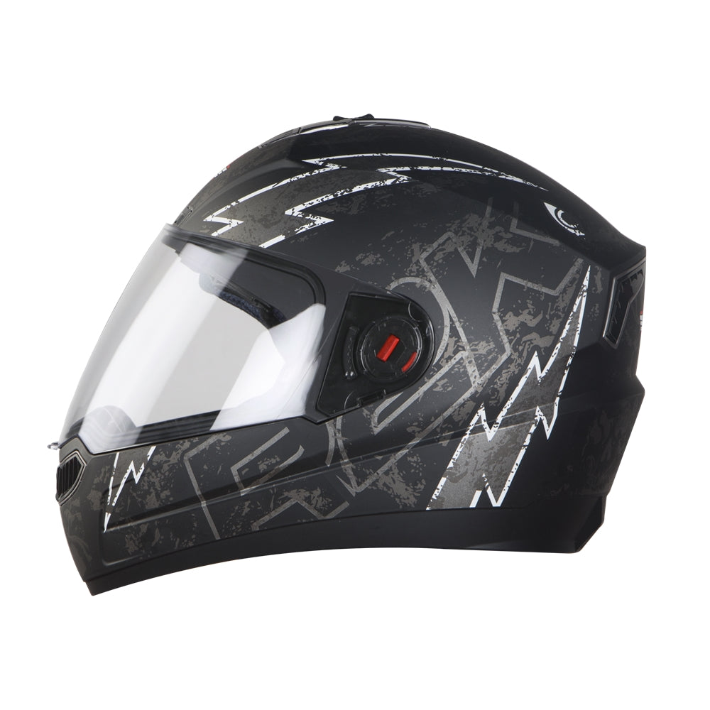 Steelbird SBA-1 R2K Live ISI Certified Full Face Graphic Helmet for Men and Women (Matt Black Grey with Clear  Visor)