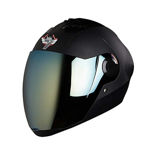 Steelbird SBA-2 7Wings ISI Certified  Full Face Helmet for Men and Women Fitted with Clear Visor (Matt Black with Chrome Gold Visor)