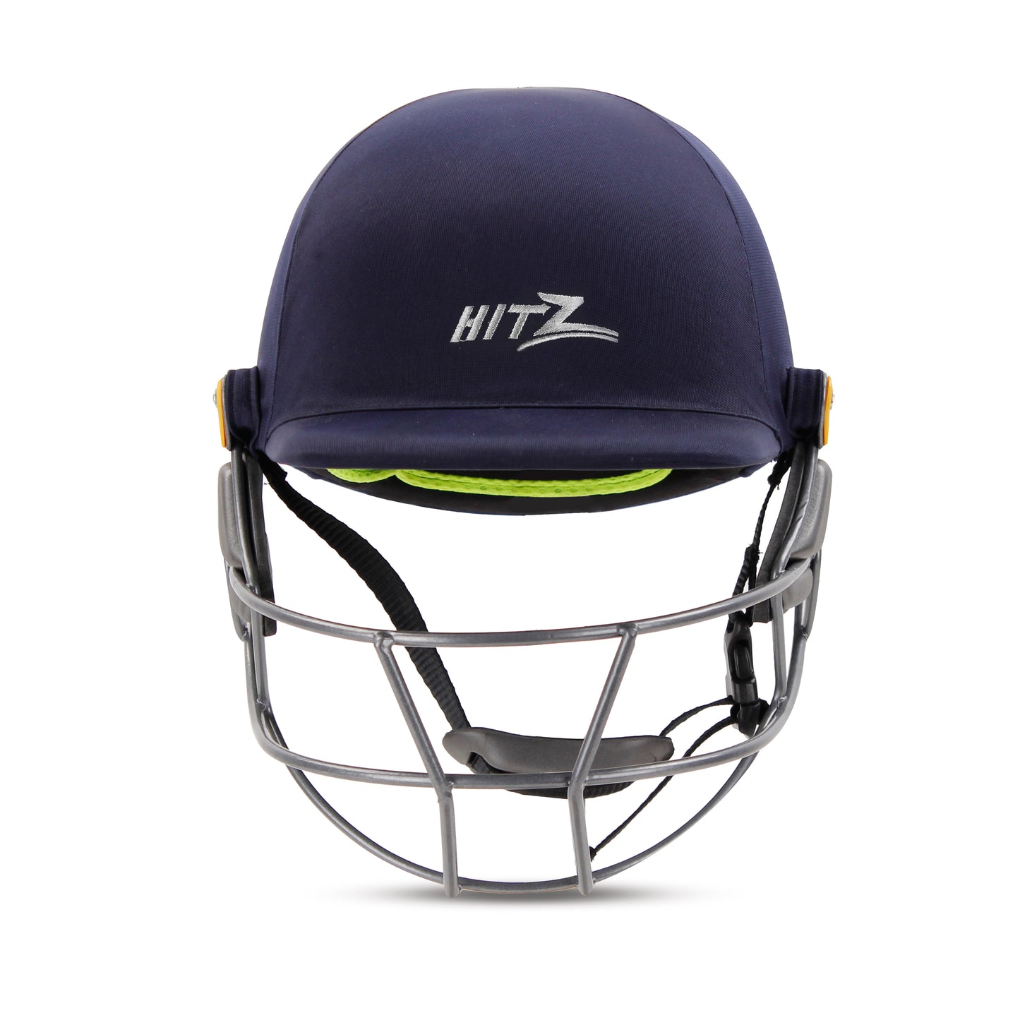Steelbird Hitz Mild Steel Premium Cricket Helmet for Men & Boys (Fixed Spring Steel Grill | Light Weight) (Blue Fabric with Green Interior)