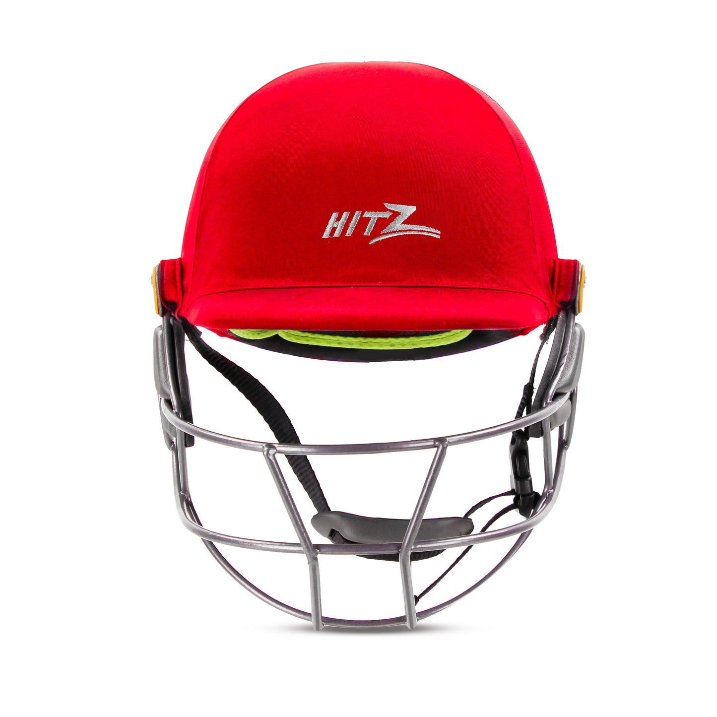 Steelbird Hitz Titanium Grill Premium Cricket Helmet for Men & Boys (Fixed Spring Steel Grill | Light Weight) (Red Fabric with Green Interior)