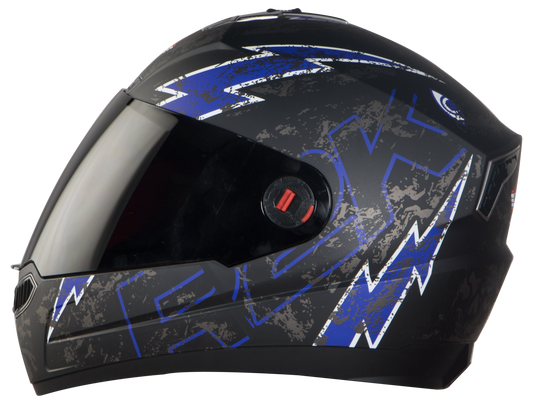 Steelbird SBA-1 R2K Live ISI Certified Full Face Graphic Helmet in Matt Finish (Matt Black Blue with Smoke Visor)