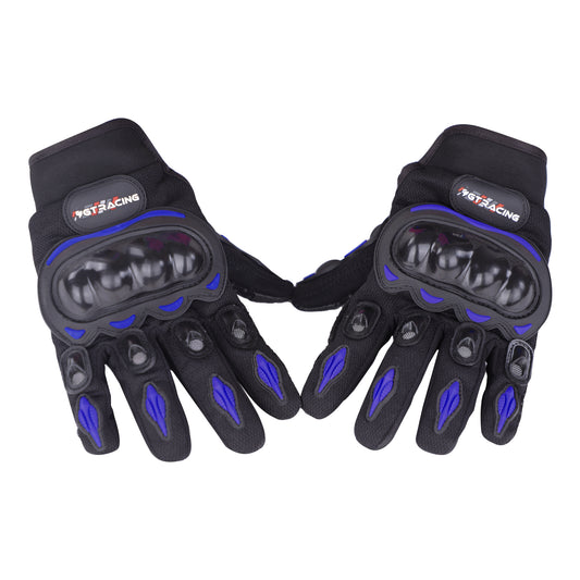 Steelbird GT-01 Full Finger Bike Riding Gloves with Touch Screen Sensitivity at Thumb and Index Finger, Protective Off-Road Motorbike Racing (Blue)