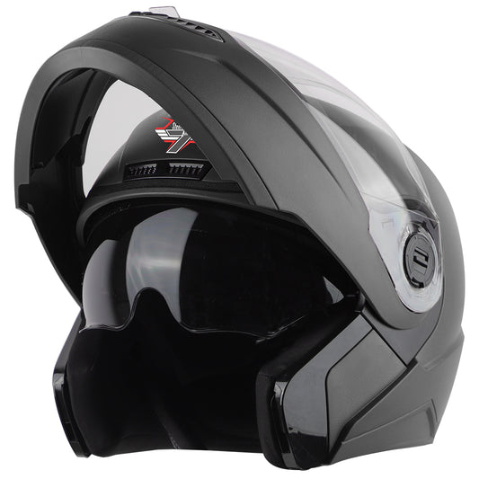 Steelbird SBA-7 7Wings ISI Certified Flip-Up Helmet for Men and Women with Inner Smoke Sun Shield (Dashing Black)