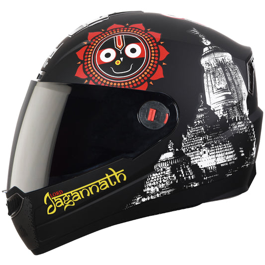 Steelbird SBA-1 Jagannath ISI Certified Full Face Helmet in Matt Finish (Matt Black White Helmet Fitted with Clear Visor and Extra Smoke Visor)