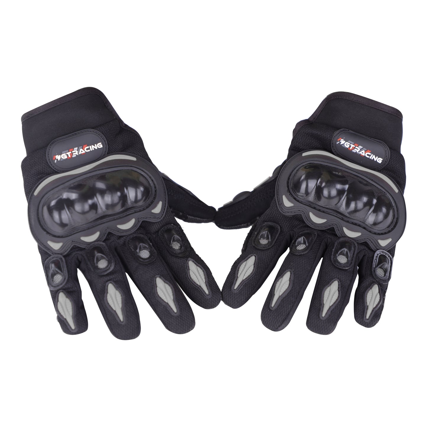 Steelbird GT-01 Full Finger Bike Riding Gloves with Touch Screen Sensitivity at Thumb and Index Finger, Protective Off-Road Motorbike Racing (Black)