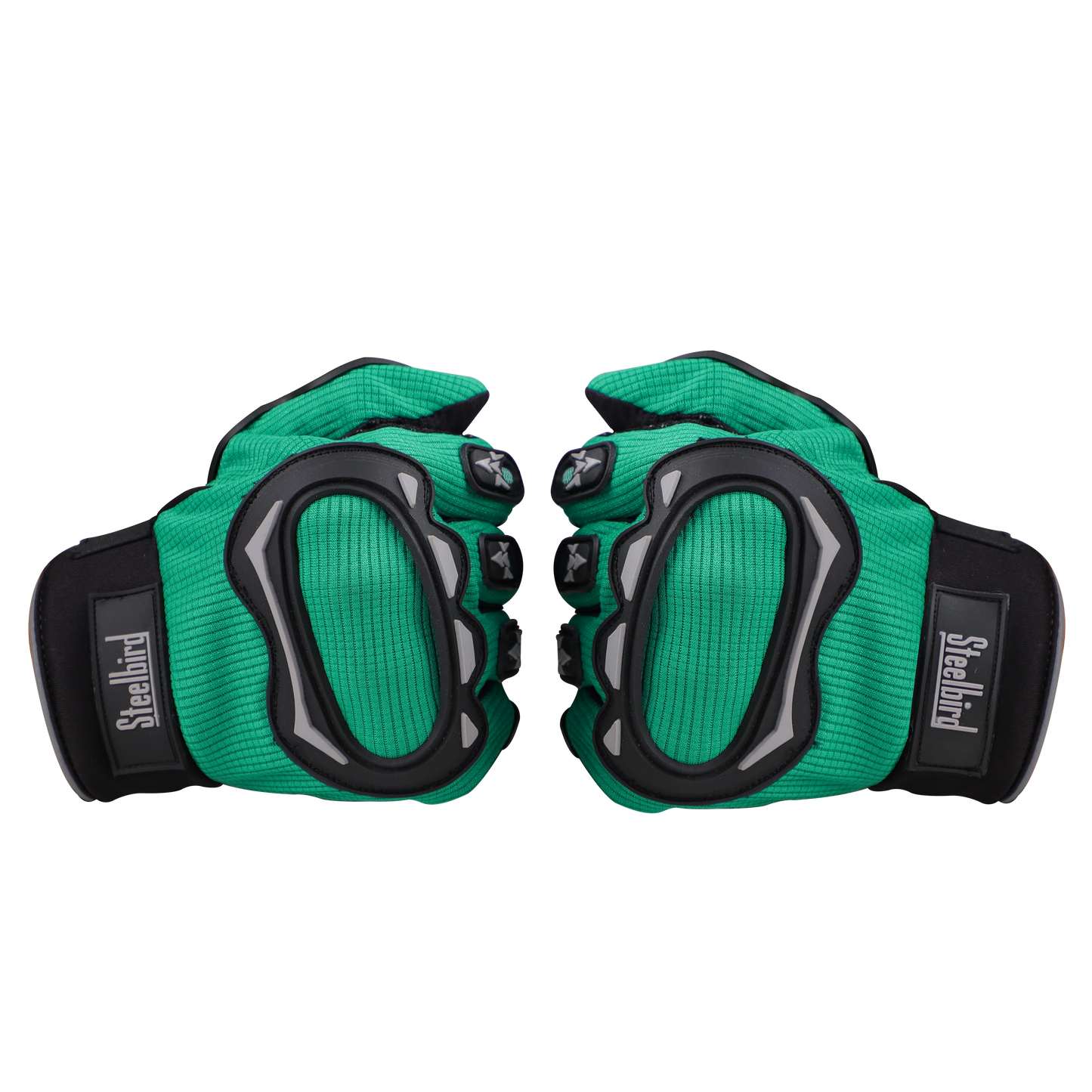 Steelbird Full Finger Bike Riding Gloves with Touch Screen Sensitivity at Thumb and Index Finger, Protective Off-Road Motorbike Racing (Green Grey)