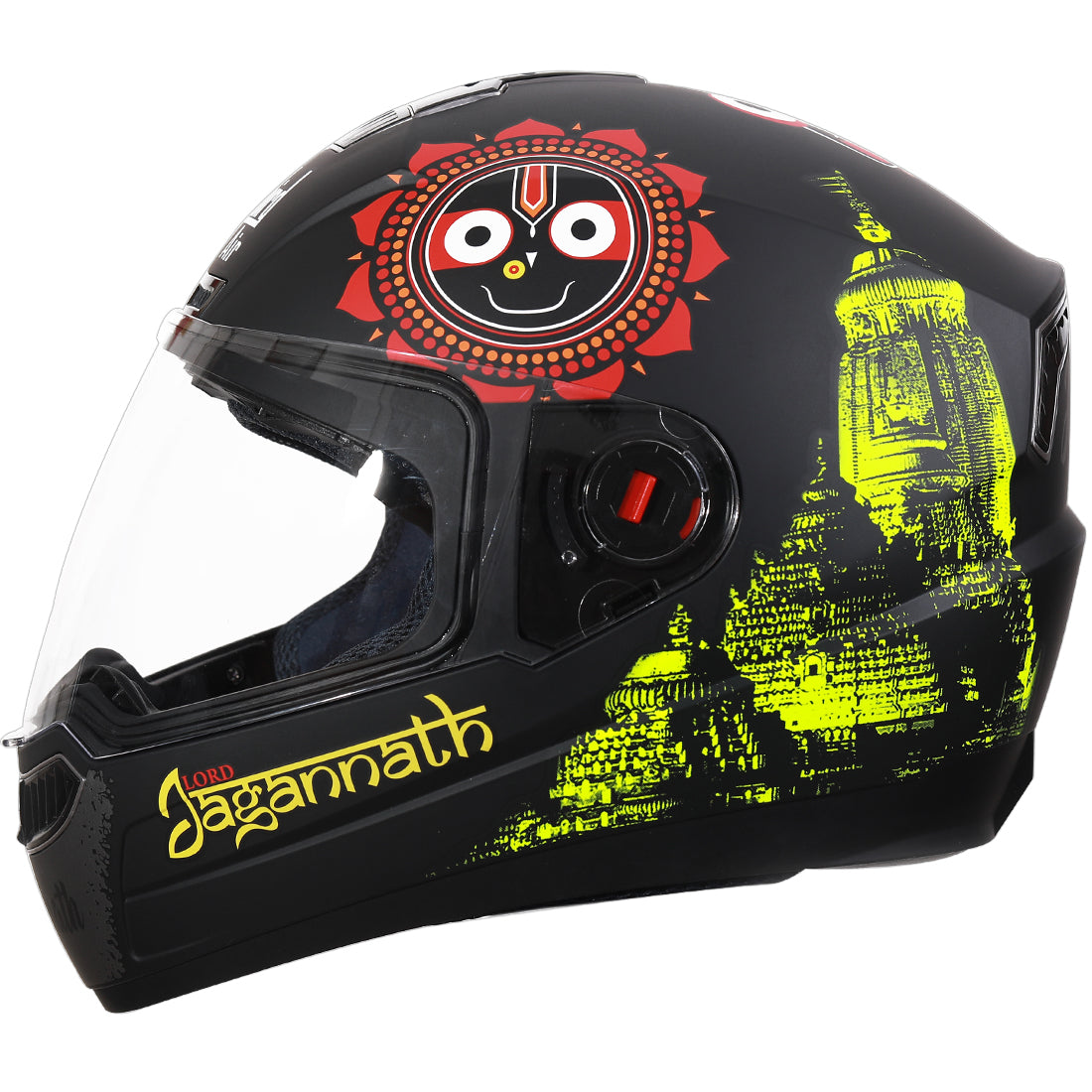 Steelbird SBA-1 Jagannath Full Face Helmet in Matt Finish (Matt Black Yellow with Clear Visor)