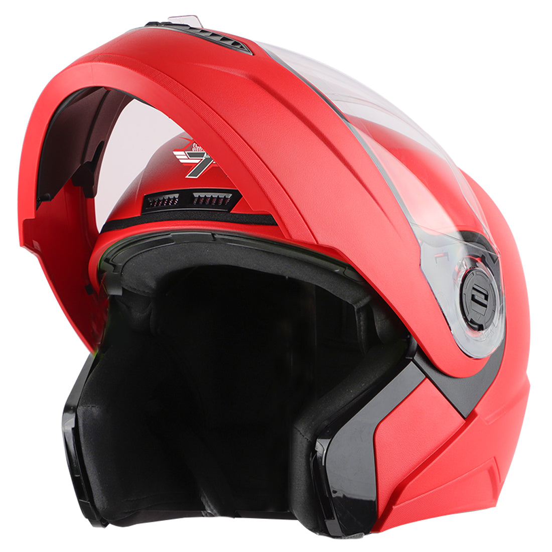 Steelbird SBA-7 7Wings ISI Certified Flip-Up Helmet for Men and Women ( Dashing Red with Clear Visor)