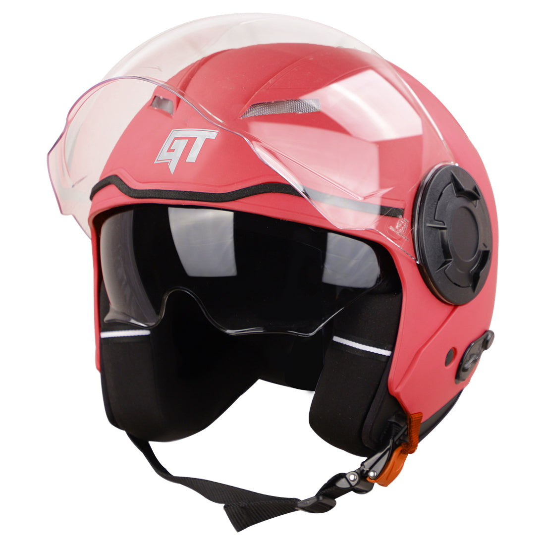 Steelbird SBH-31 GT Dashing ISI Certified Open Face Helmet for Men and Women with Inner Sun Shield ( Dual Visor Mechanism ) (Dashing Red)