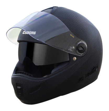 Steelbird Cyborg Double Visor Full Face Helmet, Inner Smoke Sun Shield and Outer Clear Visor (Dashing Black)