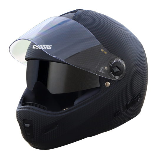 Steelbird Cyborg Double Visor Full Face Helmet, Inner Smoke Sun Shield and Outer Clear Visor (Dashing Black)