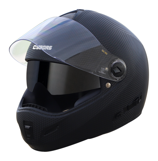 Steelbird Rox Cyborg ISI Certified Full Face Helmet for Men and Women with Inner Smoke Sun Shield and Outer Clear Visor (Dashing Black)