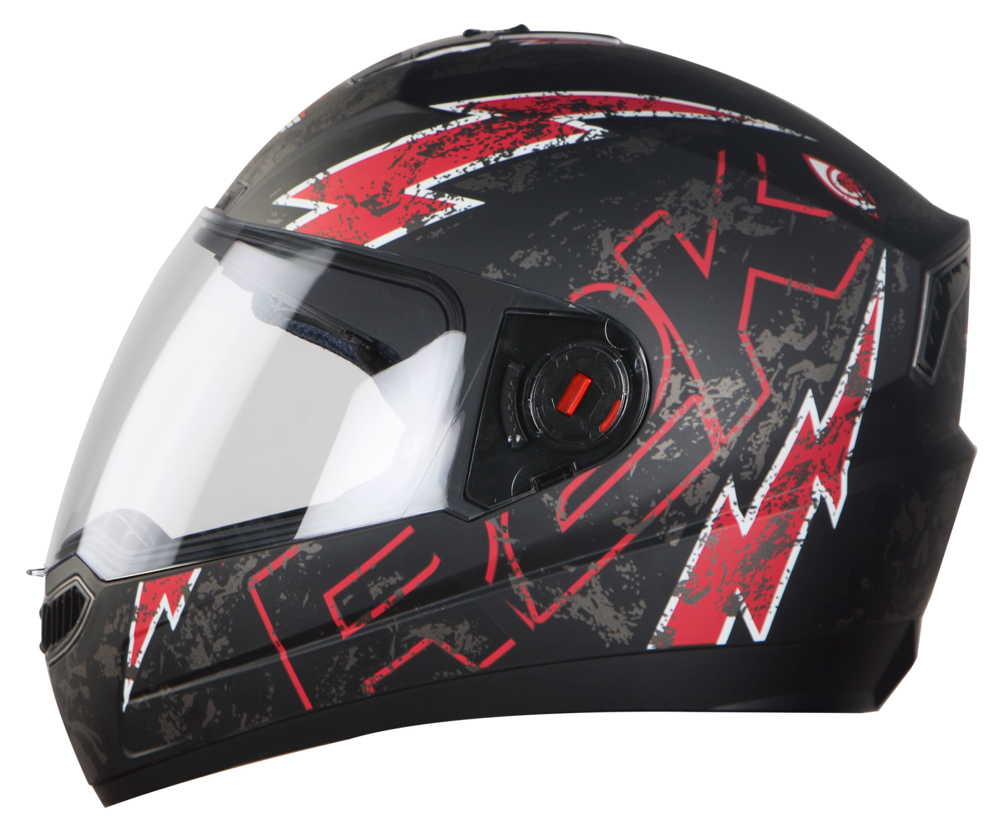 Steelbird SBA-1 R2K Live ISI Certified Full Face Graphic Helmet Men and Women (Matt Black Red with Clear Visor)