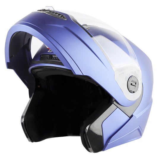 Steelbird SBA-7 7Wings ISI Certified Flip-Up Helmet for Men and Women ( Dashing Blue with Clear Visor)