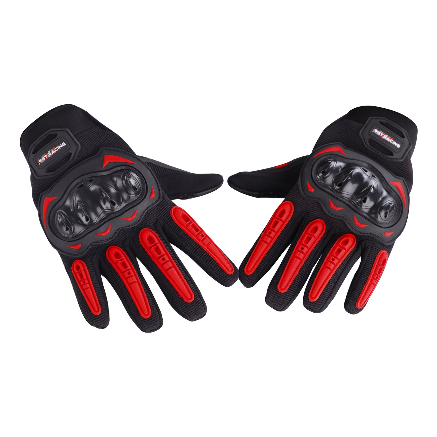 Steelbird GT-17 Full Finger Bike Riding Gloves with Touch Screen Sensitivity at Thumb and Index Finger, Protective Off-Road Motorbike Racing (Red)