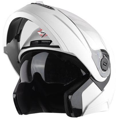 Steelbird SBA-7 7Wings ISI Certified Flip-Up Helmet for Men and Women with Inner Smoke Sun Shield (Dashing White)