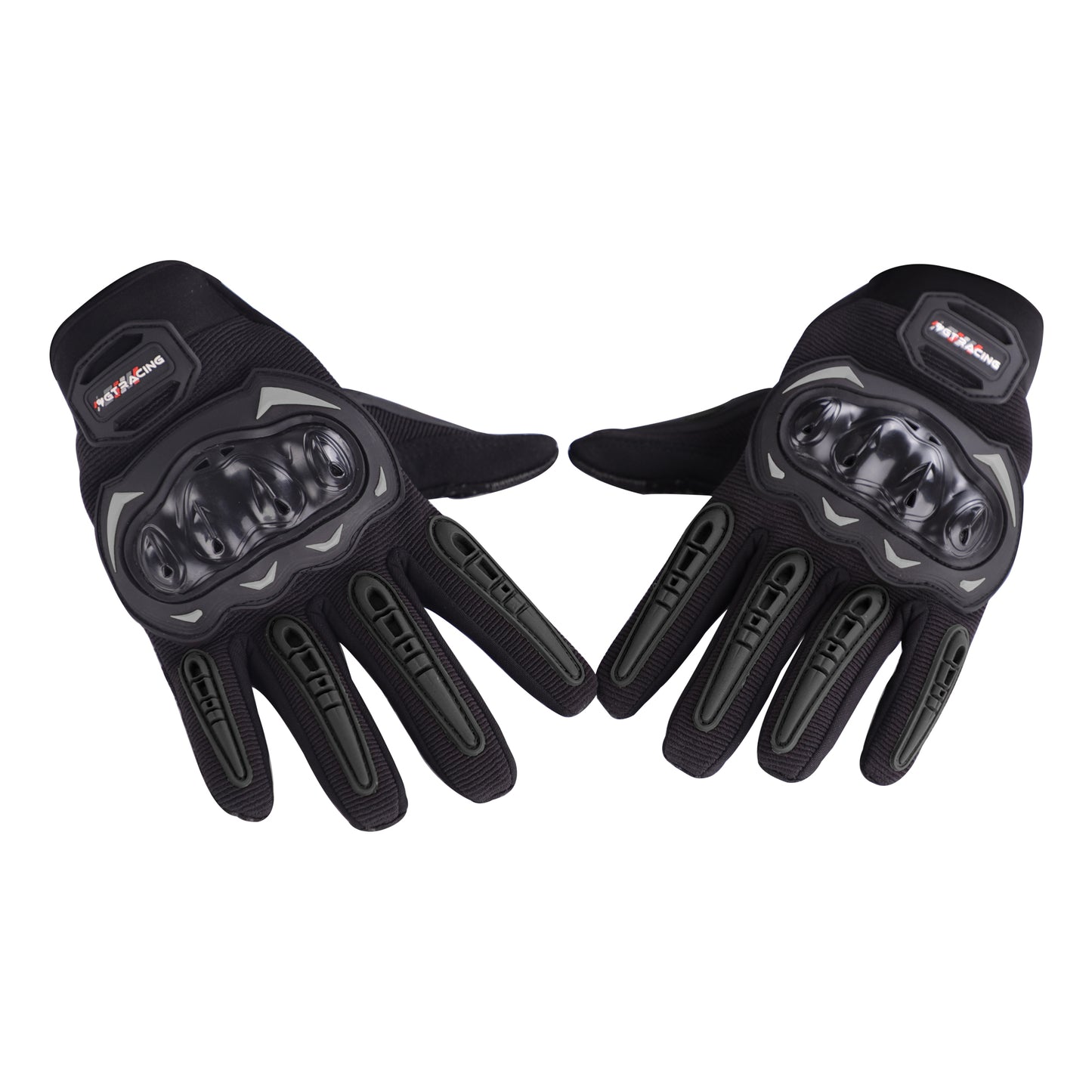 Steelbird GT-17 Full Finger Bike Riding Gloves with Touch Screen Sensitivity at Thumb and Index Finger, Protective Off-Road Motorbike Racing (Black)