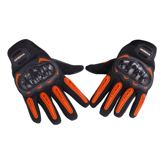 Steelbird GT-17 Full Finger Bike Riding Gloves with Touch Screen Sensitivity at Thumb and Index Finger, Protective Off-Road Motorbike Racing (Orange)