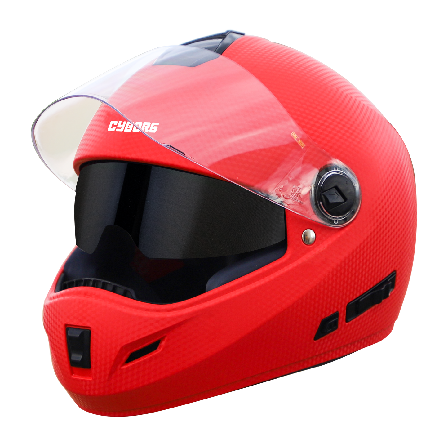 Steelbird Cyborg Double Visor Full Face Helmet, Inner Smoke Sun Shield and Outer Clear Visor (Dashing Red)