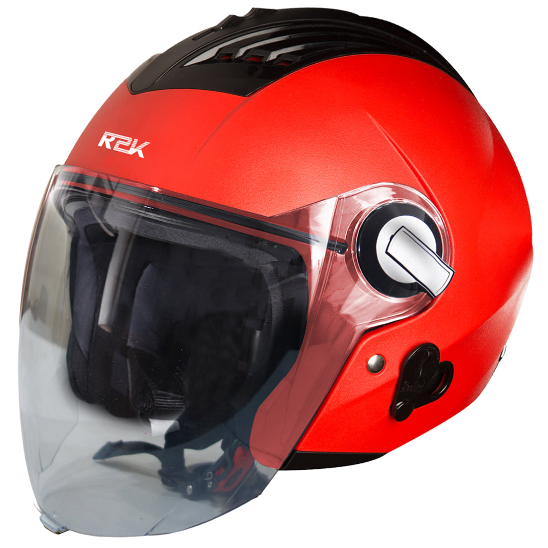 Steelbird SBA-3 R2K Classic ISI Certified Open Face Helmet for Men and Women (Red with Clear Visor)