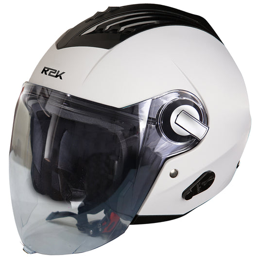 Steelbird SBA-3 R2K Classic ISI Certified Open Face Helmet for Men and Women (White with Clear Visor)
