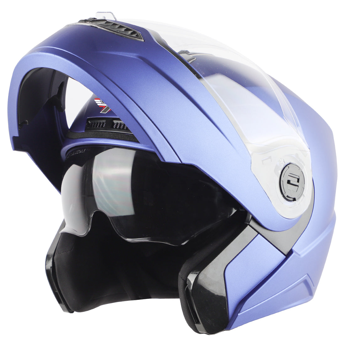 Steelbird SBA-7 7Wings ISI Certified Flip-Up Helmet for Men and Women with Inner Smoke Sun Shield (Dashing Blue)