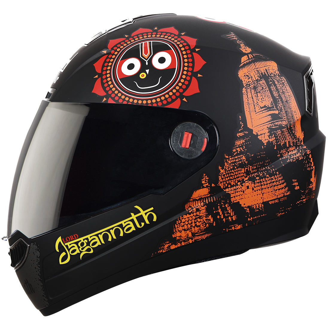 Steelbird SBA-1 Jagannath Full Face Helmet in Matt Finish (Matt Black Orange Helmet Fitted with Clear Visor and Extra Smoke Visor)