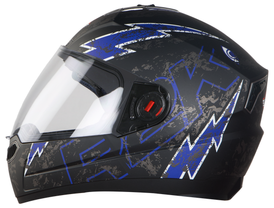 Steelbird SBA-1 R2K Live ISI Certified Full Face Graphic Helmet in Matt Finish (Matt Black Blue with Clear Visor)