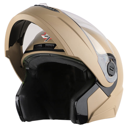 Steelbird SBA-7 7Wings ISI Certified Flip-Up Helmet for Men and Women ( Dashing Desert Storm with Clear Visor)