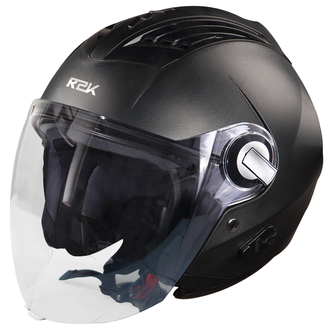 Steelbird SBA-3 R2K Classic ISI Certified Open Face Helmet (Black with Clear Visor)