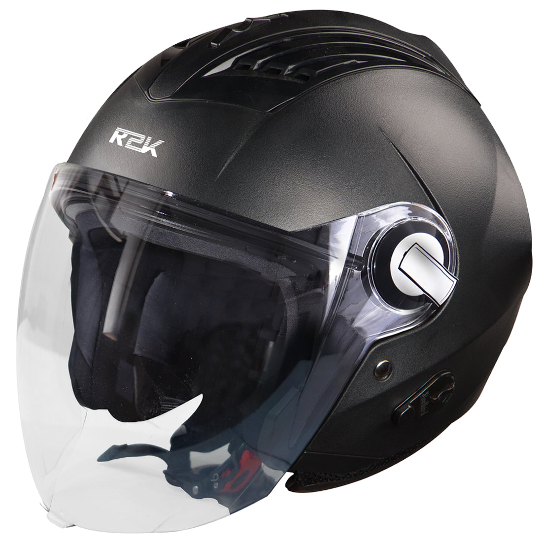 Steelbird SBA-3 R2K Classic ISI Certified Open Face Helmet for Men and Women (Black with Clear Visor)