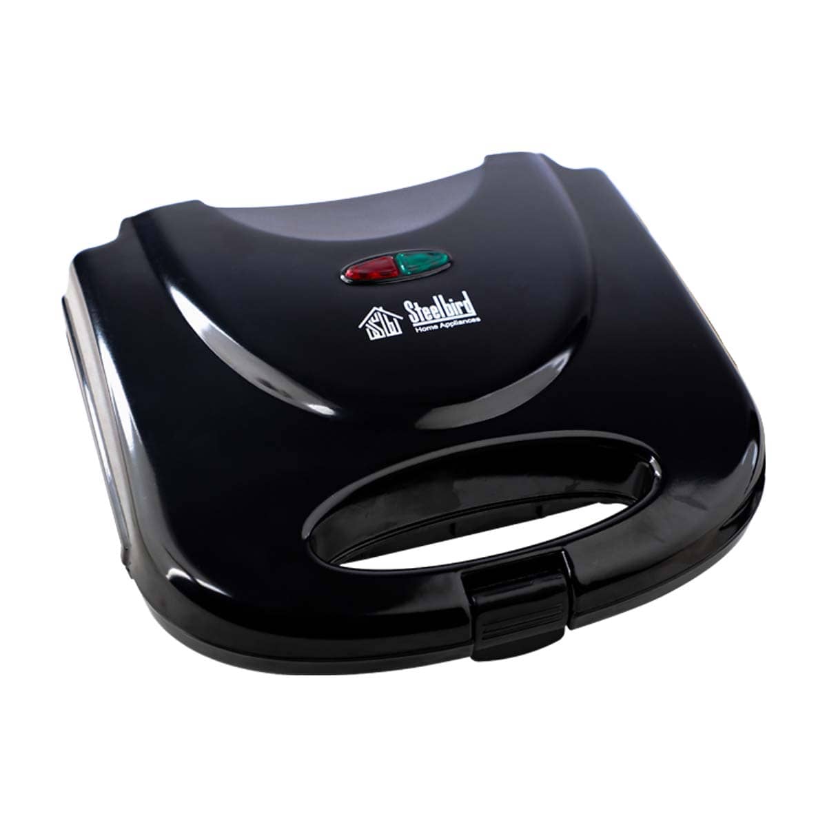 Steelbird Cyborg Toaster Grill 750 Watt Grill Sandwich Maker with Non-Stick Coated Plates for Easy-to-Clean and Buckle Clips Lock (Black)